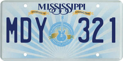 MS license plate MDY321