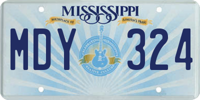 MS license plate MDY324