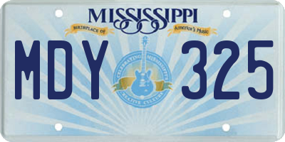 MS license plate MDY325