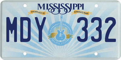 MS license plate MDY332