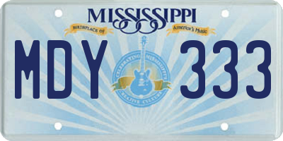 MS license plate MDY333