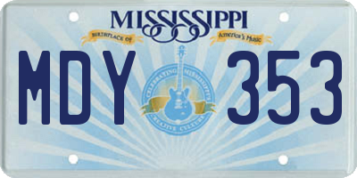 MS license plate MDY353