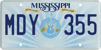MS license plate MDY355
