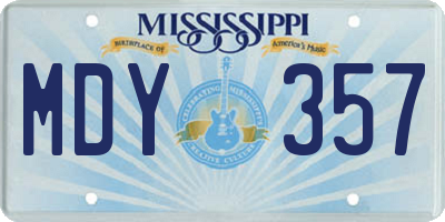 MS license plate MDY357