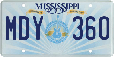 MS license plate MDY360