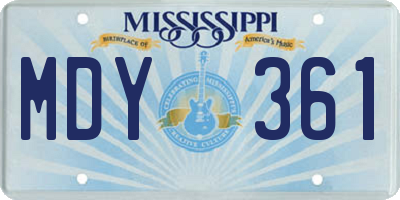 MS license plate MDY361