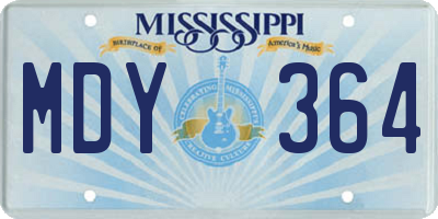 MS license plate MDY364