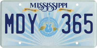 MS license plate MDY365