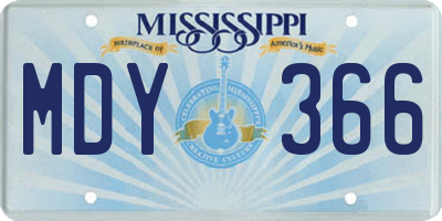 MS license plate MDY366