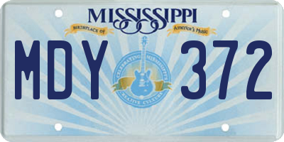 MS license plate MDY372
