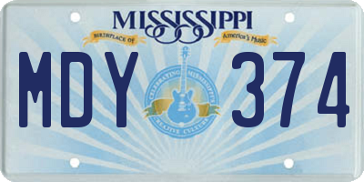 MS license plate MDY374