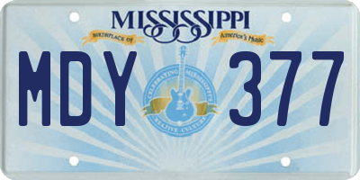 MS license plate MDY377