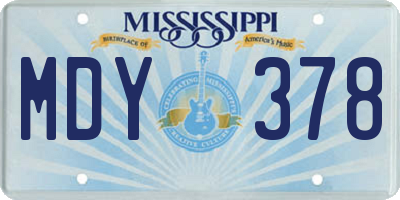 MS license plate MDY378