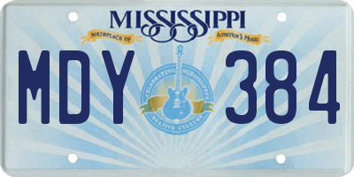 MS license plate MDY384