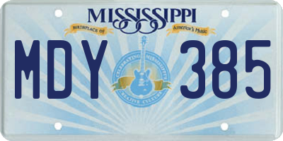 MS license plate MDY385