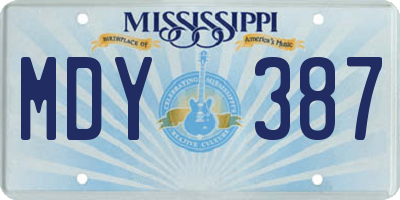 MS license plate MDY387