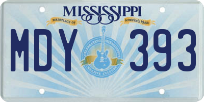 MS license plate MDY393