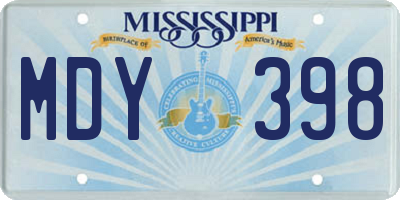 MS license plate MDY398