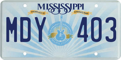 MS license plate MDY403