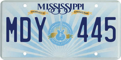 MS license plate MDY445