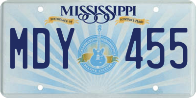 MS license plate MDY455