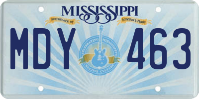 MS license plate MDY463
