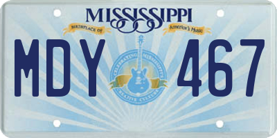 MS license plate MDY467
