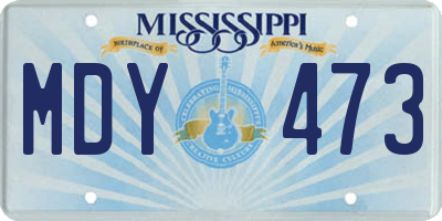 MS license plate MDY473