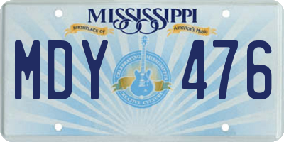 MS license plate MDY476