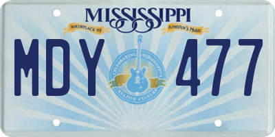 MS license plate MDY477