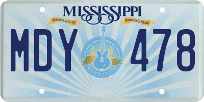 MS license plate MDY478