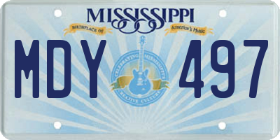MS license plate MDY497