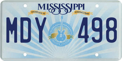 MS license plate MDY498