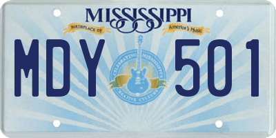 MS license plate MDY501