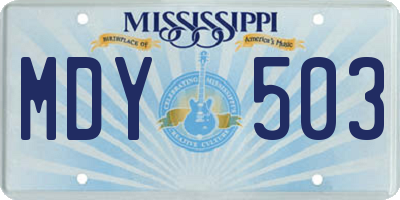MS license plate MDY503