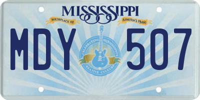 MS license plate MDY507