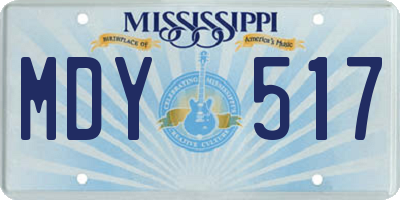 MS license plate MDY517