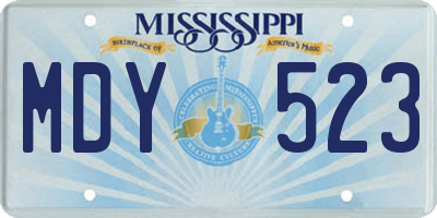 MS license plate MDY523