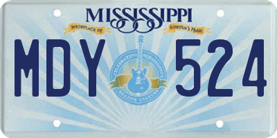 MS license plate MDY524
