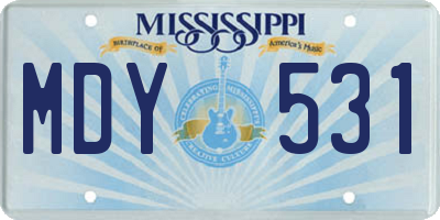 MS license plate MDY531