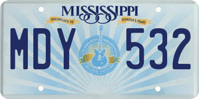 MS license plate MDY532