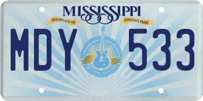 MS license plate MDY533