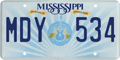 MS license plate MDY534