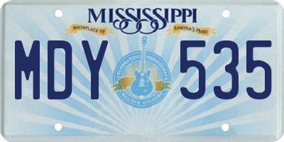 MS license plate MDY535