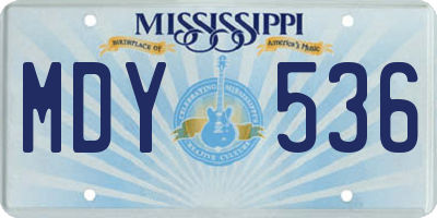 MS license plate MDY536