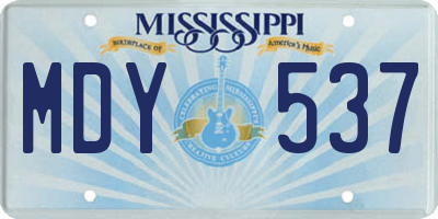MS license plate MDY537