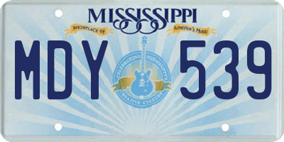 MS license plate MDY539