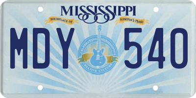 MS license plate MDY540