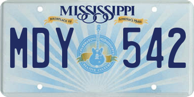 MS license plate MDY542