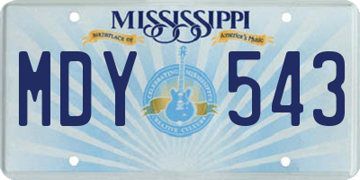 MS license plate MDY543